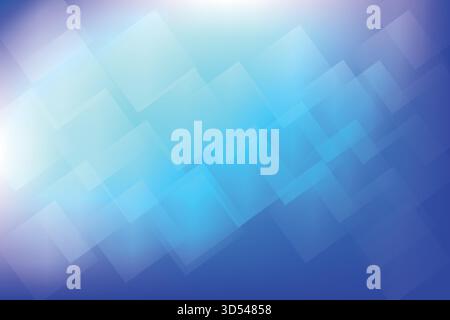 Uno sfondo astratto fresco e rinfrescante con rombo geometrico sovrapposto e forme quadrate in sfumature di blu e bianco, Illustrazione Vettoriale
