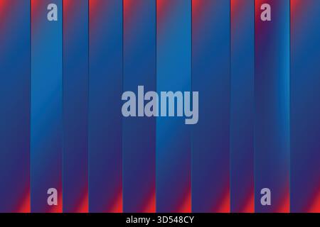 Sfondo astratto con colonne o strisce verticali con sfumatura uniforme dal blu in alto al rosso intenso in basso. Crea un profondo. Illustrazione Vettoriale