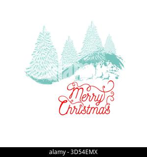 Buon testo di Natale , vettore di sfondo di buon Natale, biglietto di auguri di Natale, disegno a mano. Non ai, illustrazioni vettoriali. Illustrazione Vettoriale