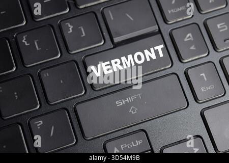 Il Vermont è uno stato nel nord-est degli Stati Uniti pulsante sulla tastiera Foto Stock