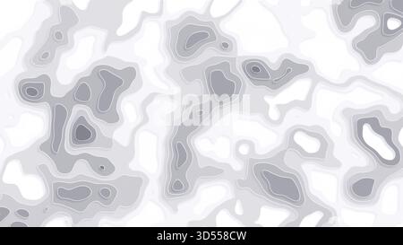 Mappa topografica astratta dei contorni dei grigi e dei bianchi. Sfondo topografico full frame astratto in bianco e nero. Foto Stock