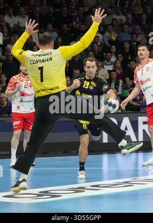 Nantes, Bretagne, Francia. 13 novembre 2025. 19 Kauldi ODRIOZOLA di HBC Nantes.durante la fase a gironi della EHF Champions League, partita di pallamano tra HBC Nantes e Dinamo Bucuresti il 13 novembre 2025 alla H Arena di Nantes, Francia - foto Laurent Lairys (Credit Image: © Laurent Lairys/ZUMA Press Wire) SOLO USO EDITORIALE! Non per USO commerciale! Foto Stock