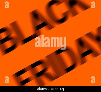 Design testuale Black Friday con sfocatura in movimento su sfondo arancione, moderno stile tipografico dinamico in vendita o pubblicità a prezzi scontati, audace comp commerciale Foto Stock