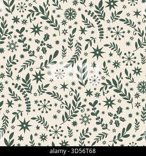 Motivo senza cuciture invernale con motivi floreali leggeri Illustrazione Vettoriale