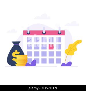 Pagamento dell'abbonamento, rinnovo automatico dell'abbonamento mensile. Illustrazione vettoriale. Illustrazione Vettoriale