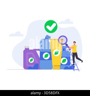 Controllo della sicurezza del prodotto. Illustrazione vettoriale. Illustrazione Vettoriale