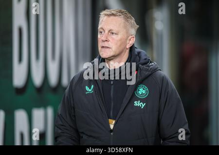 13 novembre 2025, Aviva Stadium, Dublino, Irlanda - 2026 qualificazioni ai Mondiali: Irlanda 2 - Portogallo 0; Irlanda allenatore Heimir Hallgrímsson Foto Stock
