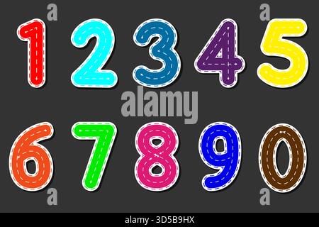 Numeri di apprendimento. Foglio di lavoro didattico per bambini. Illustrazione Vettoriale