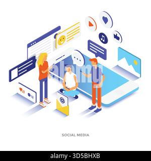 Disegno piatto moderno illustrazione isometrica della piattaforma Blockchain. Può essere utilizzato per siti Web e siti Web mobili o Landing page. Facile da modificare e personalizzare Illustrazione Vettoriale