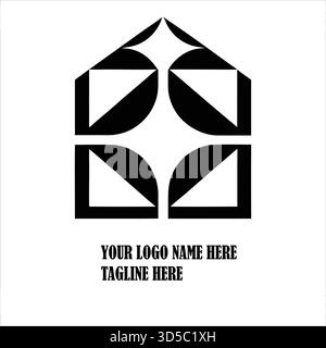 Moderno logo immobiliare con linee pulite e forme geometriche degli edifici, progettato per marchi immobiliari, agenzie e case di lusso Illustrazione Vettoriale