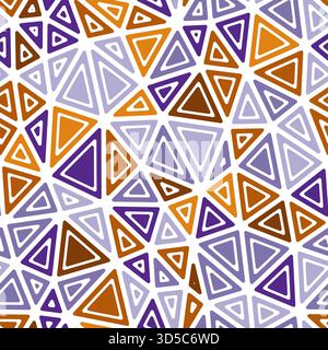 Sfondo geometrico minimo. Forme solide arrotondate nei telai. Triangolo medio. Stile a più colori. Modello ripetibile. Fantastici tessere vettoriali. Illustrazione Vettoriale