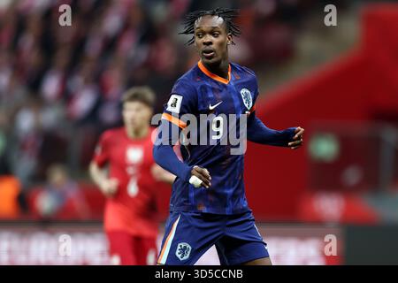 Varsavia, Pologne. 14 novembre 2025. Emmanuel Emegha dei Paesi Bassi durante la Coppa del mondo FIFA 2026, qualificazioni, partita di calcio del gruppo G tra Polonia e Paesi Bassi il 14 novembre 2025 allo stadio PGE Narodowy di Varsavia, Polonia - foto Piotr Matusewicz/DPPI credito: DPPI Media/Alamy Live News Foto Stock
