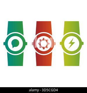 Icona Smart Watch. Simbolo dei dispositivi digitali. Vettore inseguitore temporale. Gadget tecnologici indossabili. EPS 10. Illustrazione Vettoriale