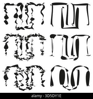 Modello di inchiostro astratto. Trama grunge nera. Forme liquide organiche. Vettoriale tratti pennello. EPS 10. Illustrazione Vettoriale