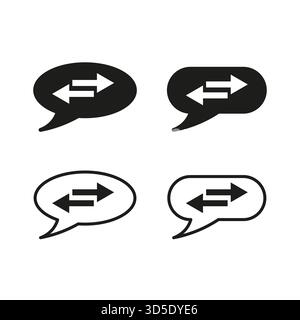 La comunicazione con il linguaggio bolle. Simbolo vettore frecce di scambio. Simbolo della finestra di dialogo della chat. Monocromatico grigio piatto. EPS 10. Illustrazione Vettoriale