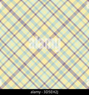 Rivestimento vettoriale di fondo, tessuto tartan punk a quadri. Tessuto a scacchi senza cuciture per adolescenti in una tavolozza di colori chiari e gialli. Illustrazione Vettoriale