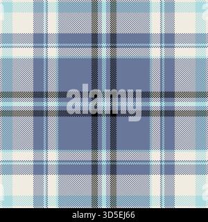 Tessuto Independence Day senza cuciture, motivo glen Tartan texture check. Sfondo vettoriale in tessuto Tradition con tavolozza di colori blu e bianco. Illustrazione Vettoriale