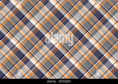 Trama NYC, motivo vettoriale di fondo, tessuto a quadri in Jersey. Tessuto con motivi stagionali, tartan senza cuciture in una gamma di colori arancione e pastello. Illustrazione Vettoriale