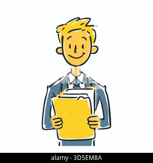 Person holding folder – Office, documents, business, organization Illustrazione Vettoriale