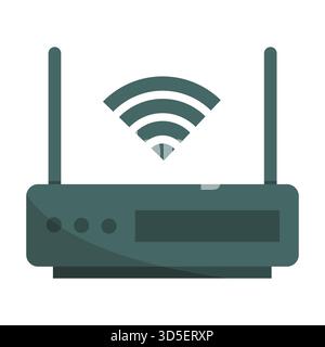 Icona del dispositivo router. Simbolo del segnale Wi Fi. Tecnologia di rete wireless. Accesso a Internet vettoriale. Illustrazione Vettoriale
