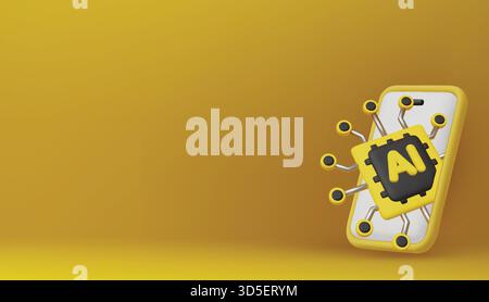 Gli smartphone con chip ai integrato rappresentano l'innovazione nel mobile computing, nel deep learning e nella tecnologia futuristica. Illustrazione Vettoriale