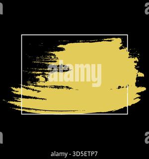 Consistenza in oro astratto. Grunge la vernice. Elemento vettoriale con cornice quadrata. Pennello artistico. Illustrazione Vettoriale