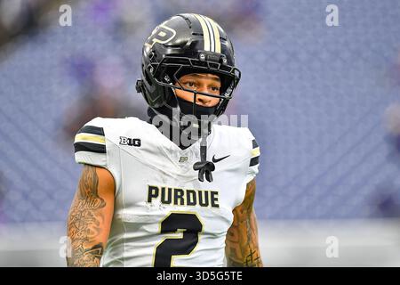 Seattle Washington, Stati Uniti. 15 novembre 2025. Il wide receiver dei Purdue Boilermakers Michael Jackson III (2) prima della partita di football NCAA tra i Purdue Boilermakers e i Washington Huskies a Seattle Washington. Steve Faber/CSM/Alamy Live News Foto Stock