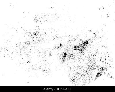Immagine vettoriale in bianco e nero di una trama sgranata e sgranata. Questo rivestimento grunge presenta macchie, graffi e particelle di polvere Illustrazione Vettoriale