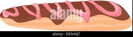 Glassa rosa eclair al cioccolato. Illustrazione vettoriale isolata su sfondo bianco per dessert dolci Illustrazione Vettoriale