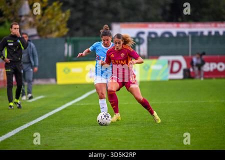 Roma, Italia. 16 novembre 2025. Alayah Pilgrim durante la partita tra AS Roma e SS Lazio valida per il campionato italiano di serie A femminile allo stadio tre Fontane di Roma il 16 novembre 2025 durante la partita AS Roma vs SS Lazio Women, campionato italiano di calcio femminile di serie A A Roma, Italia, 16 novembre 2025 Credit: Independent Photo Agency/Alamy Live News Foto Stock