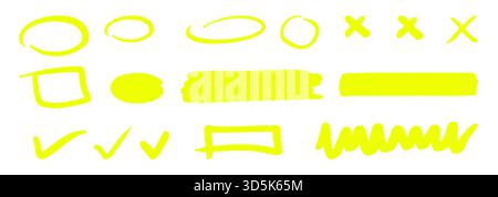 Set vettoriale di tratti di evidenziatore Illustrazione Vettoriale