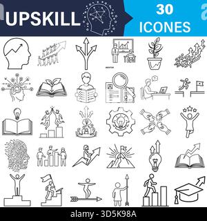 Upskill e sviluppo professionale di icone vettoriali collezione Vector Illustrazione Vettoriale