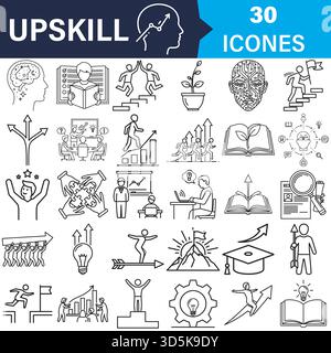 Upskill e sviluppo professionale di icone vettoriali collezione Vector Illustrazione Vettoriale