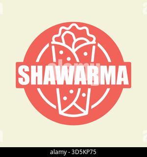 Design con logo Shawarma Kebab dal profilo semplice Illustrazione Vettoriale