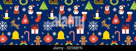 Motivo Christmas Pixel Seamless Illustrazione Vettoriale