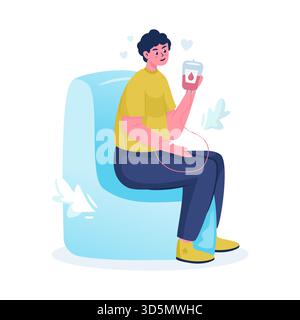 Illustrazione del vettore volontario donatore di sangue maschile Illustrazione Vettoriale