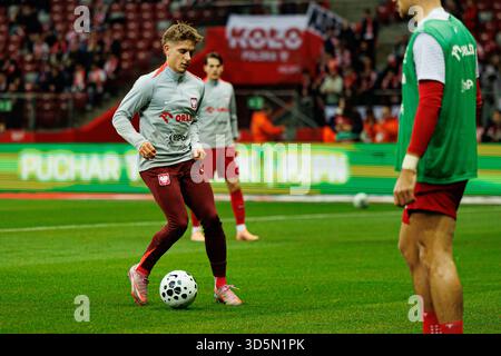 Michal Skoras visto durante la partita di qualificazione ai Mondiali 2026 tra le squadre nazionali di Polonia e Paesi Bassi (Maciej Rogowski/Ball Raw Images) Foto Stock