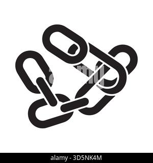 Una grafica stilizzata in bianco e nero di diverse maglie a catena interbloccate, che rappresenta l'unità, la forza e il concetto di essere connessi. Illustrazione Vettoriale