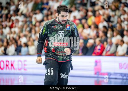 Yahav Shamir (TV Hüttenberg, 55) 2. Bundesliga [Bundesliga]; TV Hüttenberg - Dessau-Roßlauer HV: Hüttenberg, 16.11.25 Foto Stock