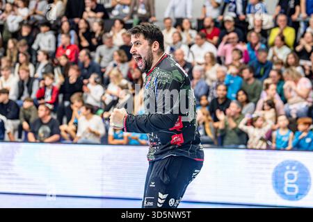 Yahav Shamir (TV Hüttenberg, 55) 2. Bundesliga [Bundesliga]; TV Hüttenberg - Dessau-Roßlauer HV: Hüttenberg, 16.11.25 Foto Stock