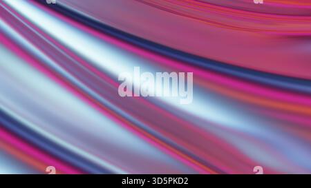 Sfondo metallizzato colorato astratto con onde di seta liquide rosa e blu. rendering 3d. Foto Stock