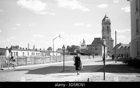 Fürstenwalde 1959: Cattedrale, rovine del municipio e caserme per la costruzione di nuovi edifici [traduzione automatica] Foto Stock