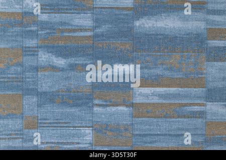 Tappezzeria in tessuto blu, motivo in tessuto geometrico a righe Foto Stock