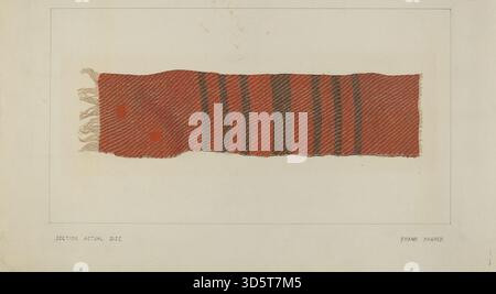 Coperta in lino creata da Frank Maurer intorno al 1938, che mostra tessuti, misto lino e lana, motivo, colore e uso come copriletto o oggetto decorativo. Foto Stock