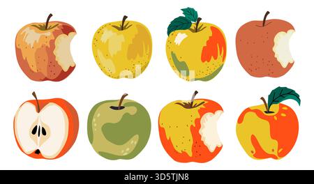 Vettoriale di frutta fresca di mele isolato su bianco Illustrazione Vettoriale