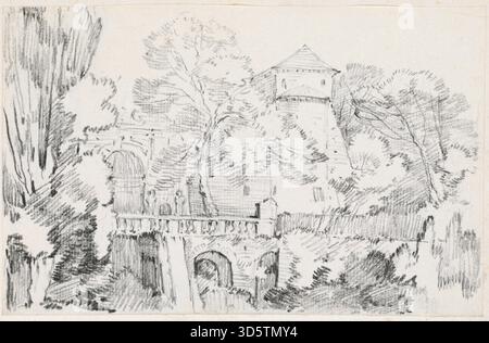 Questo dipinto del 1744-1750, di Joseph Marie Vien, raffigura l'organo d'acqua nei giardini di Villa d'Este a Tivoli, che mostra dettagli architettonici e meccanici dell'organo, terrazze con giardino, fontane, alberi, giochi d'acqua, composizione di primo piano e sfondo e prospettiva che enfatizza la profondità spaziale e l'osservazione del paesaggio. Foto Stock