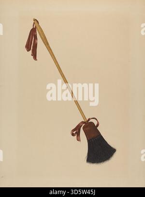 Questo lavoro di Richard Barnett del 1938 circa raffigura una spazzola a setole con manico lungo, che mostra manico, setole, ghiera, design funzionale, e la maestria artigianale in uno studio dettagliato. Foto Stock