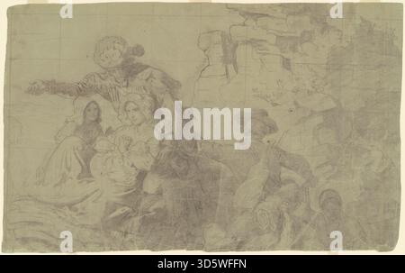 Questo studio di Emanuel Gottlieb Leutze esplora la composizione e le figure di "Westward the Course of Empire takes its way", concentrandosi sull'attività umana, il movimento e la disposizione, preparato intorno al 1862. Foto Stock
