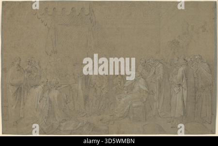 Uno studio del 1779 di John Singleton Copley per la morte del conte di Chatham, che mostra schizzi di figure preparatorie, pose, composizione e pianificazione per un dipinto storico. Foto Stock