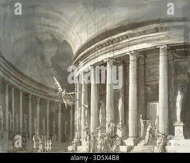 GONZAGA, Pietro di Gottardo (1751, Longarone, d. 1831, San Pietroburgo) Scenografia Design anni '1790 matita, inchiostro indiano e inchiostro, 360 x 444 mm l'eremo, San Pietroburgo questo disegno rappresenta un disegno di un tempio con una rotonda colonnata con statue di filosofi. --- parole chiave: --------------- Autore: GONZAGA, Pietro di Gottardo titolo: Stage-Set Design Time-line: 1801-1850 Scuola: Italiano forma: Grafica tipo: Altro Foto Stock